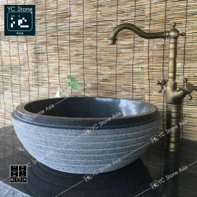 Black Granite  Vessel Sinks  Bathroom Hotel Wash Sink Stone Bath Sinks Stone Black  Wash Basin